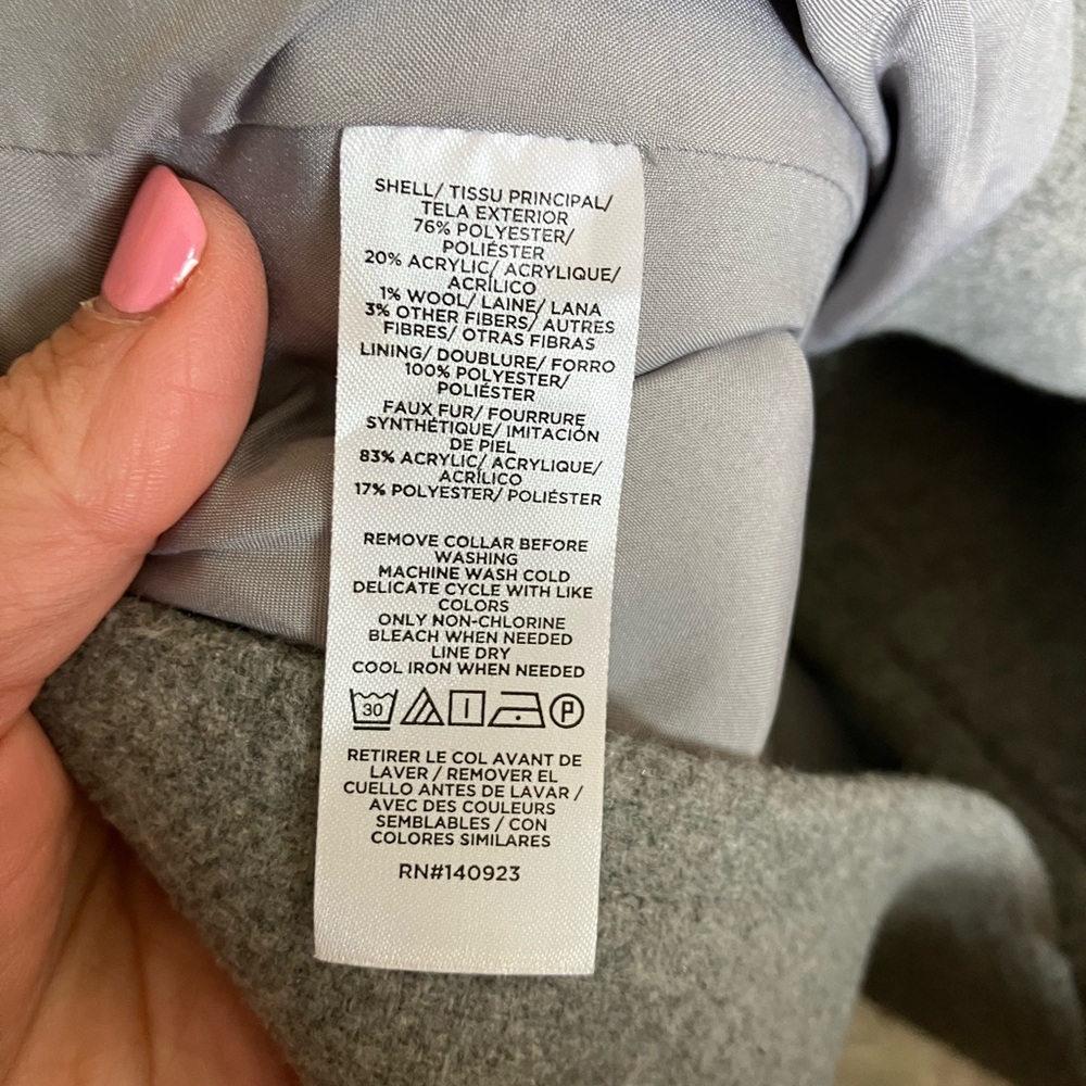 Loft Gray Double Breasted Wool Blend Detachable F… - image 7